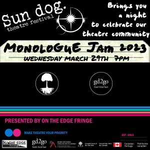 The poster for the 2023 Monologue Night at GD2GO